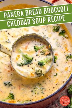 Panera Bread Broccoli Cheddar Soup is a rich and creamy thick soup with chunks of broccoli and shredded carrots, all in a velvety smooth cheese sauce and the perfect amount of seasonings! This creamy soup recipe tastes like the bakery-cafe-inspired soup, only homemade with no preservatives, sweeteners, or artificial flavors! Check out this easy fall dinner idea or lunch recipe.

#souprecipe #broccolicheddar #broccoli #dinnerideas #easyrecipe Broccoli Soup Recipes Easy, Broccoli Cheese Soup Panera, Panera Bread Broccoli Cheddar Soup, Easy Fall Dinner, Thick Soup, Broccoli Cheddar Soup Recipe, Cheddar Soup Recipe, Creamy Soup Recipes, Cheese Soup Recipes