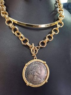 Roman Coin Jewelry, Gold Coin Jewelry, Gold Statement Jewelry, Coin Jewellery, Bohemian Jewels, African Beads Necklace, Jewelry Illustration, Coin Pendant Necklace, Trendy Necklaces