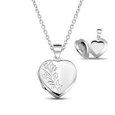 Flower Leaf Engraved Heart Locket Necklace Silver Jewelry, Flower Design Heart Necklace. Silver Necklace Chain Jewelry CODE: PNK52 Metal: 925 Sterling Silver Locket size: 20mm W x 28mm H Chain Length: 16 Inch, 18 Inch Chain Extension: 1.5 Inch Finishing: Silver Weight: 4.53 Gram Price Per Piece This beautiful 925 Sterling Silver Heart Locket Necklace would be a perfect gift for that special someone in your life Buy this necklace for your wife, daughter, sister, or best friend,  and know that wit Heart Locket Necklace Silver, Locket Necklace Silver, Heart Necklace Silver, Silver Necklace Chain, Silver Locket Necklace, Sterling Silver Locket, Silver Locket, Heart Locket Necklace, Jewelry Flower