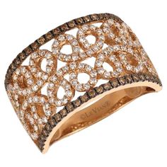 Le Vian Chocolatier® Ring featuring 1/4 cts. Chocolate Diamonds®, 5/8 cts. Vanilla Diamonds® set in 14K Strawberry Gold® Luxury Brown Jewelry, Luxury Bronze Anniversary Ring, Luxury Brown Elegant Jewelry, Gold Chocolate, Fancy Cocktails, Chocolate Diamonds, Le Vian, Magical Jewelry, Brown Diamond