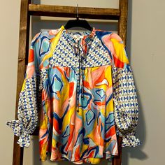 Brand New Shirt With Bright Spring Colors. Size Small Bright Spring Colors, Silky Blouse, Bright Spring, Multiple Color, Spring Colors, Multi Colored, Top Blouse, Womens Sizes, Womens Tops