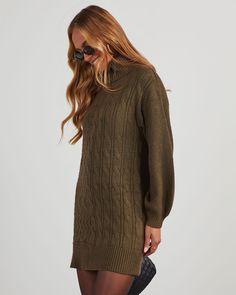 It's the season to rock your best knits! The Sherwood Cable Knit Mini Sweater Dress is a new fave that features a turtle neckline and is made from touchable, cable knit fabric. Designed in a mini length without any closures or lining, we love this look styled with tights, tall boots and a statement coat. Fitted Turtle neckline Long sleeves Cable knit fabric 64% Acrylic 26% Polyester 10% Nylon Runs Large Mini Sweater, Statement Coat, Select Shop, A Turtle, Mini Sweater Dress, Tall Boots, Trending Now, Cable Knit, Knit Fabric