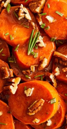 roasted sweet potatoes with walnuts and green onions