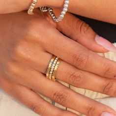 elevate your ring stack with our Sunset Lover Ring Stack. this premium set creates endless possibilities to elevate your jewelry capsule collection. wear each band individually or stack them together for a touch of luxury. the perfect addition for a sophisticated and minimal look. 18K gold pvd over 316L stainless steel water & tarnish resistant each band is 2mm thick set of 3 bands 1 cz bezel band, 2 solid bands Everyday Stackable Open Diamond Ring, Gold Diamond Ring With Si Clarity In Minimalist Style, 14k Gold Stackable Diamond Ring, Everyday Yellow Gold Stackable Rings With Vs Clarity, Everyday Stackable Diamond Ring With Round Band, Stacked Midi Rings For Everyday, Minimalist Stacked Rings For Anniversary, Stackable Rose Gold Midi Rings With Open Band, Everyday Adjustable Gold Stackable Rings