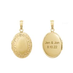 Introducing our 14k Gold Oval Embossed Locket, a true masterpiece of craftsmanship and sentiment. This beautifully designed locket, measuring 30x16mm, offers a unique blend of elegance, personalization, and timeless beauty.Product Features:Material: Crafted from the finest 14k gold, this oval locket exudes luxury and sophistication. It's a true testament to the enduring quality of fine jewelry.Embossed Detail: The oval surface is elegantly embossed with intricate patterns that add a touch of vin Elegant Hallmarked Locket Necklace For Formal Occasions, Elegant Oval Locket Necklace For Gift, Elegant Oval Locket Necklace As A Gift, Yellow Gold Oval Locket Necklace For Memorial, Yellow Gold Oval Pendant Locket Necklace For Memorial, Elegant Wedding Locket Necklace, Personalized Oval Yellow Gold Locket Necklace, Elegant Hallmarked Locket Necklace For Wedding, Oval Yellow Gold Locket Necklace For Personalized Gift