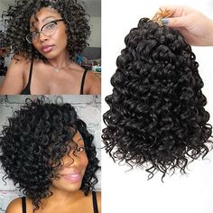 Category:Extension; Gender:Women's; Quantity:5 Pack; Occasion:Birthday,Vacation,Party / Evening,Daily Wear,Party Evening; Age Group:Adults; Hair Extension Type:Pre Looped; Hair Material:Synthetic Hair; Texture:Curly; Length:10 inch; Heat Resistant:Yes; Listing Date:02/08/2023; Can Be Permed:No; Unit Weight:0.288 Bohemian Crochet Braids, Deep Twist Crochet Braids, Short Curly Crochet Hair, Crochet Hair Styles Freetress, Ocean Wave Crochet Hair, Beach Curls, Braiding Hair Extensions, Bohemian Crochet, Hair For Black Women