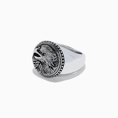 Effy Men's Sterling Silver Black Spinel Eagle Ring, 0.01 TCW Classic Oval Stainless Steel Rings, Classic Adjustable Stainless Steel Signet Ring, Classic Stainless Steel Signet Ring For Formal Occasions, Classic Engraved Stainless Steel Signet Ring, Classic Stainless Steel Tarnish Resistant Rings, Classic Stainless Steel Round Band Rings, White Gold Stainless Steel Signet Ring, Classic Stainless Steel Rings With Polished Finish, Formal Stainless Steel Round Rings