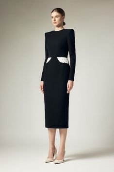 Nóemie Sheath Square Shoulder Crepe Calf Length Dress | MEAN BLVD Luxury Sheath Midi Dress For Evening, Luxury Fitted Sheath Dress, Elegant Midi Dress With Asymmetrical Neckline And Fitted Bodice, Fitted Dress With Straight Neckline For Dinner, Elegant Bodycon Sheath Evening Dress, Luxury Fitted Knee-length Midi Dress, Modern Evening Dresses With Structured Shoulders, Elegant Bodycon Dresses For Gala, Luxury Evening Dress With Straight Neckline