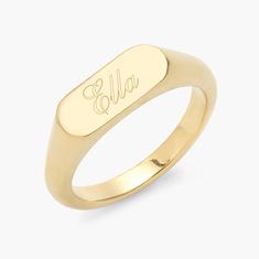 Evie Signet Ring Name Rings, Versatile Jewelry, Gold Signet Ring, Trendy Ring, Lovely Ring, Art Deco Ring, Engraved Rings, Signet Ring, Meaningful Gifts