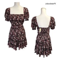 Nwt Trixxi Boho ‘Emma’ Black, Red, White & Tan Floral Peasant Mini Dress. Short Puff Sleeves With Smocked Stretch Trim. Fit & Flare. Peasant Style. Straight Square Neckline. Tiered Flare Skirt. Pullover Style. Short Length Above The Knee. Fully Lined. Lightweight & Flowy. Bought At Francesca’s. Style# 26y678hyqi-Blk. Style Name: Ssemmapuff. New With Tags. No Flaws. Fabric: Shell: 100% Polyester, Lining: 100% Polyester. Measurements (Approx/Laying Flat): 17“ Bust, 13.5“ Waist, 24“ Hip, 9.5“ Sleev Bohemian Dress With Smocked Back And Puff Sleeves, Flowy Peasant Dress With Smocked Back, Bohemian Dress With Ruffle Hem And Puff Sleeves, Bohemian Dress With Puff Sleeves And Ruffle Hem, Bohemian Mini Dress With Smocked Back For Day Out, Fitted Boho Print Mini Dress For Day Out, Spring Fitted Peasant Dress With Smocked Back, Fitted Puff Sleeve Boho Dress, Fitted Peasant Dress With Puff Sleeves