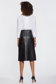 Faux Leather A-Line Skirt Sculpt-Her™ Collection - Black Black | NYDJ Leather A Line Skirt, Night Style, Style Looks, Fashion Night, Faux Leather Skirt, Fabric Gifts, Curator Style, Black Faux Leather, A Line Skirt