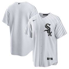 As the ultimate Chicago White Sox fan, you deserve the same look that your favorite players sport out on the field. This Home Replica Team jersey from Nike brings the team's official design to your wardrobe for a consistently spirited look on game day. The polyester material and slick Chicago White Sox graphics are just what any fan needs to look and feel their best. Brand: Nike Full-button front Heat-sealed jock tag Heat-sealed transfer applique Imported MLB Batterman applique on center back ne Nike White Baseball Jersey For Game Day, Nike Baseball Jersey For Team Spirit, Nike Baseball Jersey For Sports Team Spirit, Baseball Jersey With Three Stripes For Baseball Season, Nike Baseball Jersey For Sports, Nike Baseball Jersey With Team Name For Baseball Season, White Baseball Jersey With Team Logo For Fans, Nike White Baseball Jersey With Team Logo, Nike Collegiate White Baseball Jersey