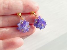 Light Purple Hydrangea Earrings Summer Hydrangea Flower Globe Shape Earrings With Sterling Silver Stud Free Gift Box - Etsy Hypoallergenic Fine Jewelry As A Gift, Flower-shaped Earrings As A Gift, Delicate Small Jewelry Gift, Delicate Jewelry For Gifts, Mother's Day Flower Shaped Jewelry With Matching Earrings, Sterling Silver Dangle Flower Earrings For Gifts, Sterling Silver Flower Charm Earrings As Gift, Fine Jewelry Dangle Cluster Earrings Gift, Fine Jewelry Cluster Drop Earrings As Gift