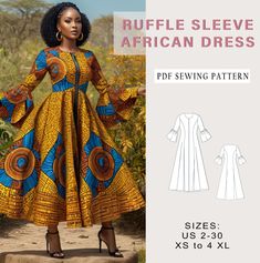 Digital sewing pattern for Jacket Front Zipper African Dress. ✔️ US Sizes: 2, 4, 6, 8, 10, 12, 14, 16, 18, 20, 22, 24, 26, 28, 30 ✔️ Standard sizes: XS, S, M, L, XL, 2XL, 3XL, 4XL/5XL ✔️These templates are suitable for A4, A0 and US Letter size paper. When you purchase this pattern, you will receive a digital (pdf) sewing pattern and instructions. Once your payment processes, you will automatically receive a download links of pattern files. If you have any problem accessing the files, please don Traditional Dress African, African Traditional Dress, African Kimono, Wax Print Dress, Front Zipper Dress, Ankara Maxi Dress, African Traditional Wear, Ankara Clothing, Dress Traditional