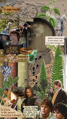 a collage of the lord of the rings and other things that are in it