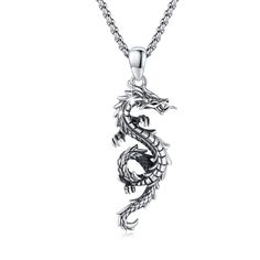 PRICES MAY VARY. The Dragon is one of the most powerful totems is surrounded with mystique and appears in many legends and folklore throughout history. Most often it carries a reminder of strength, courage and fortitude. Dragons are also symbols of protection. Material: 925 sterling silver chain is proven hypoallergenic with no harmful ingredients, nickel free, lead free and cadmium free. Dainty necklaces that have a classic style and are very comfortable on any occasion. That perfect gift for s Collectible Silver Necklace With Dragon Design, Necklace Dragon, Silver Dragon Necklace, Dainty Necklaces, Dragon Lover, Dragon Necklace, Dragon Jewelry, Silver Dragon, Dragon Pendant