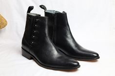 Unique Handmade Leather Boots on Storenvy Office Leather Chelsea Boots With Almond Toe, Leather Chelsea Boots With Almond Toe For Office, Leather Chelsea Boots With Pointed Toe For Office, Pointed Toe Leather Chelsea Boots For Office, Goodyear Welted Leather Office Boots, Leather Chelsea Boots With Snip Toe, Leather Cap Toe Office Boots, Office Chelsea Boots With Almond Toe And Leather Sole, Formal Boots With Leather Backing And Round Toe