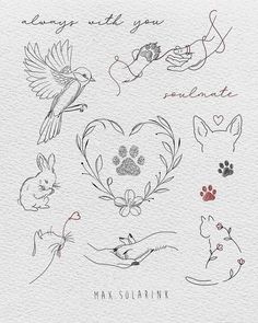 an image of some animals that are in the shape of heart and handwritten words