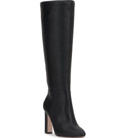 From Jessica Simpson&#x2C; the Munna Knee High Boots feature:Faux leather upperPointed toe constructionSide zipper closureFabric liningRubber outsoleApprox. 15.4" shaft heightApprox. 14.5" standard calf shaft circumferenceApprox. 15.75" wide calf shaft circumferenceApprox. 3.7" heel heightImported. Jessica Simpson Boots, Wide Calf, Dillard's, Jessica Simpson, Boot Shoes Women, Knee High Boots, High Boots, Knee High, Bootie Boots