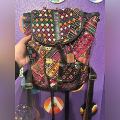 Brand: Unknown Size: Small Bag Color: Multicolored Condition: Never Used Material: Cloth, Leather, Mirrors From India Red Satchel, Beige Tote, Denim Handbags, India Colors, Suede Handbags, Black Leather Crossbody Bag, Black Leather Bags, Small Backpack, Purple Fashion