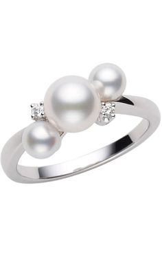 Mikimoto Akoya Cultured Pearl and Gold Ring MRQ10031ADXW. From the Classic Elegance Collection, this ring features a 6.5mm Akoya cultured pearl set in 18K white gold. Pearl Set, Proud To Be, Classic Elegance, Cultured Pearls, Gold Ring, Toronto, Gold Rings, White Gold, Ring