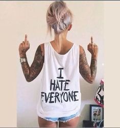 LOVEMI - Letter printed round neck sleeveless vest I Hate Everyone Shirt, Cheap Streetwear, Harajuku Women, I Hate Everyone, Hate Everyone, Casual Vest, Women's Tank Tops, Statement Shirt, Summer Tank Tops