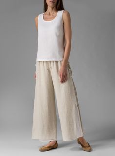 Elegant Wide-leg Sweatpants For Loungewear, Chic Linen Loungewear Bottoms, Chic Linen Bottoms For Loungewear, Elegant Tapered Leg Pants For Loungewear, Comfortable Beige Trousers, Linen Loungewear Bottoms Long Pants, Linen Long Pants For Loungewear, Elegant Linen Pants For Loungewear, Elegant Tapered Leg Loungewear Bottoms