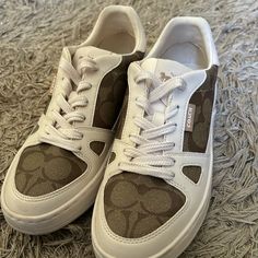 Is Completely New,Used 1 Time Chic Beige Sneakers With Round Toe, Coach Beige Sneakers With Round Toe, Coach Beige Round Toe Sneakers, Coach Shoes, Womens Shoes Sneakers, Cream Color, Shoes Sneakers, Size 6, Women Shoes