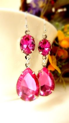 Fuchsia Hot Pink Earrings Teardrop Drop October by Dewdropsdreams, $26.00 https://www.etsy.com/listing/125108605/fuchsia-hot-pink-earrings-teardrop-drop Pink Earrings For Valentine's Day Celebration, Formal Pink Chandelier Earrings, Pink Teardrop Jewelry For Party, Pink Teardrop Chandelier Earrings For Gift, Elegant Pink Teardrop Earrings For Party, Pink Crystal Drop Earrings For Anniversary, Pink Teardrop Bridal Earrings For Party, Pink Teardrop Jewelry For Valentine's Day, Pink Drop Earrings For Party