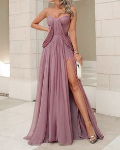 Long Chiffon Pleated Bridesmaid Dresses Sweetheart Split-alinanova Formal Gowns For Women, Pink Bridesmaid Dresses Long, Sweetheart Bridesmaids Dresses, Bridesmaid Dresses Long Chiffon, Bridesmaid Dresses Long, Gowns For Women, Boho Bridesmaid, Pink Bridesmaid Dresses, Bridal Party Dresses