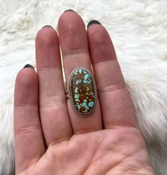 Nature-made polka dots shine in this Nevada Turquoise Ring. Vintage. Turquoise Ring With Large Stone, Artisan Open Turquoise Ring, Ring Vintage, Nevada, Turquoise Ring, Polka Dot, Polka Dots, Dots, Turquoise