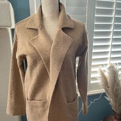 Nwt Tan Overcoat. Very Soft. Great For Lounging. Beige Outerwear For Fall Daywear, Cozy Beige Outerwear For Daywear, Beige Long Sleeve Sweater Coat For Daywear, Cozy Fitted Outerwear With Pockets, Cozy Winter Outerwear For Daywear, Cozy Long Sleeve Neutral Outerwear, Cozy Fitted Outerwear For Work, Cozy Neutral Long-sleeve Outerwear, Cozy Neutral Long Sleeve Outerwear