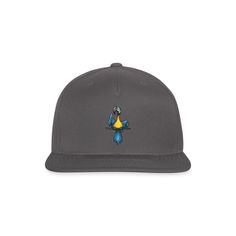 Snapback cap, size adjustable, featuring flat brim with contrasting green underside. 80% acrylic, 20% wool Adjustable Gray Baseball Cap With Flat Brim, Adjustable Gray Flat Brim Baseball Cap, Gray Flat Bill Baseball Cap, Gray Adjustable Snapback Flat Cap, Gray Flat Brim Baseball Cap, Gray Flat Brim Snapback Hat, Yellow Parrot, Talking Parrots, Snapback Cap