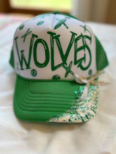 Grab one of these handpainted trucker hats to bring a little spirit to your outfit. Fully customizeable and made to order do you! Painted Trucker Hats Diy, Hand Painted Trucker Hats, Painted Trucker Hats, Diy Hats, Football Jacket, Painted Initials, Custom Trucker Hats, Painted Hats, Diy Hat