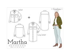 the martha jacket sewing pattern is shown