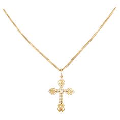 Luxury Fine Jewelry Cross Necklace, Luxury Cross Pendant Jewelry With Pave Setting, Luxury Diamond Accents Cross Necklace, Luxury Cross Jewelry With Pave Setting, Classic Luxury Yellow Gold Cross Necklace, Diamond Cross Necklace, Shine Jewelry, Diamond Pendants Designs, Diamond Cross Necklaces