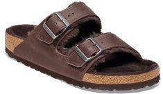 An extra-cozy version of the iconic 2-strap style  the women's Birkenstock Arizona Shearling sandals combine soft linings with supportive footbeds for plush comfort you can wear anywhere. Shearling Sandals, Casual Sandals Womens, Birkenstock Women, Birkenstock Arizona, Womens Size Chart, Rei Co-op, Nubuck Leather, Casual Sandals, Birkenstock