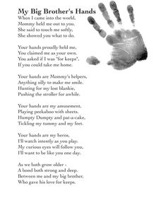 a hand print with the words my big brother's hands written in black and white