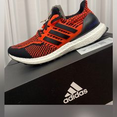 Mens 8 Adidas Ultra Boost 5.0 Dna "Black/Solar Red" New With Box Dynamic Red Fade-resistant Running Shoes, Dynamic Red Adidas Sneakers, Red Fade-resistant Running Sneakers, Red Running Shoes With Boost Midsole For Training, Red Fade-resistant Training Sneakers, Red Low-top Fade-resistant Running Shoes, Red Adidas Breathable Sneakers, Adidas Breathable Orange Running Shoes, Adidas Red Running Shoes For Streetwear