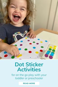 Stuck at the doctor's office or heading out to an event you simply can't miss? These dot sticker activities are some of my favourite no-mess, low effort but high engagement play tools for young kids! Independent Toddler, Dot Stickers, Play Activity