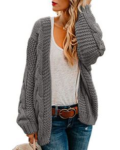 PRICES MAY VARY. Made of high quality knitted material, soft, cozy and comfortable to wear Womens cardigan sweaters feature in open front, cable knit, long sleeve, oversized loose fit style, solid color, chunky knit sweater cardigans Oversized cardigan sweaters for women nicely paired with jeans, joggers, sweatpants, boots, sexy heels or sneakers in spring, fall, winter Stylish cardigan suits for casual daily life, home, school, office, outdoor, party, work, vacation, holiday, Thanksgiving Day, Womens Chunky Cardigan, Oversized Sweater Coat, Oversized Sweater Cardigan, Oversized Knit Cardigan, Knitting Women Cardigan, Cardigan Casual, Outwear Coat, Cardigan Sweaters, Chunky Cardigan