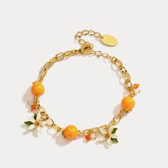 Orange Bracelet Orange Necklaces, Fruit Bracelet, Orange Bracelet, Orange Necklace, 18k Gold Bracelet, Jewelry Details, Dope Jewelry, Funky Jewelry, Jewelry Lookbook