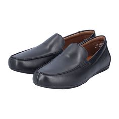 Rieker 09557 Men's Slip-On Shoes, Black Rieker 09557 Men's Slip-On Shoes, Black Upgrade your style with these sleek black Rieker Slip-On Shoes made from smooth leather. The slip-on design allows for easy wear without compromising on comfort. Treat your feet with the flexible and super lightweight sole that pampers them with every step. These slip-on shoes feature a padded and removable insole, providing a luxurious feel akin to a vacation for your feet!   Color: Black  Heel Height: Flat  Toe Shape: Round  Shoe Width: Normal (G)  Removable Insole: Yes  Sole Color: Black  Closure: Slip-On  Water Protection: No   Key Features:  Comfortable padded and removable insole  Flexible and lightweight sole for all-day comfort  Breathable lining to absorb moisture  Generous G 1/2 width for extended wea Black Round Toe Loafers For Outdoor, Black Leather Dress Shoes With Ortholite Insole, Outdoor Black Loafers With Round Toe, Black Outdoor Loafers With Round Toe, Slip-on Slip-resistant Black Loafers, Black Slip-on Slip-resistant Loafers, Black Leather Slip-resistant Loafers, Black Slip-resistant Slip-ons For Business, Black Slip-resistant Dress Shoes With Plain Toe