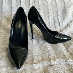 Brand New, Never Been Worn, Black Patent Leather High Heels. Pointed Stilettos. Trendy Black Court Shoes For Party, Trendy Black Party Court Shoes, Sleek Black Court Shoes For Party, Black High Heel Court Shoes For Night Out, Sleek High Heel Court Shoes For Night Out, Leather High Heels, Black Patent Leather, High Heel Shoes, Shoes Women Heels