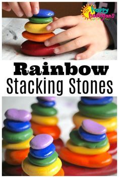 rainbow stacking stones for kids to play with