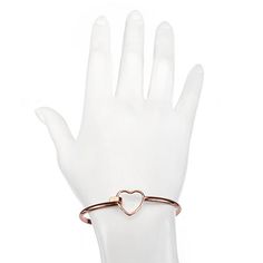 Circumference: 7 1/2 InchShape: HeartMetal Color: Rose ToneBracelet Type: Bangle BraceletsMetal: BrassOwned & Founded: Women Owned/FoundedCountry of Origin: Imported Rose Gold Heart Bangle Bracelet, Valentine's Day Rose Gold Heart Bangle Bracelet, Rose Gold Metal Heart Bangle, Rose Gold Metal Heart Bangle Bracelet, Rose Gold Metal Bracelets With Heart Charm, Adjustable Rose Gold Heart Bangle Bracelet, Heart Bangle Bracelet, Bracelets Bangle, Rose Tone