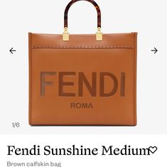 Brand New Medium Fendi Sunshine Tote Fendi Sunshine, Covington Ga, Coach Sunglasses, Top Handbags, Heavy Bags, Brown Leather Totes, Coach Horse And Carriage Tote, You Deserve It, Gucci Wallet