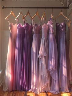 Pinkish Purple Bridesmaid Dresses, Purple Country Wedding Ideas, Bridesmaids Purple Dresses, Disney Wedding Theme Tangled Bridesmaid Dresses, Different Purple Bridesmaid Dresses, Purple Shades Bridesmaid Dresses, Purple Pink Bridesmaid Dresses, Fantasy Wedding Bridesmaid, Fairytale Wedding Bridesmaids