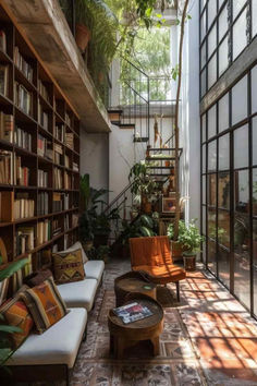 84 Romantic Literary Alcoves: Capturing the Romance of Gothic-Mediterranean Experimental Interior Design, Beautiful Houses Modern Dream Homes, Interesting Interior Design, Garden Alcove, Stairs Library, Funky Interior Design, 2024 Interior Design Trends, Mediterranean Room, Modern Sunroom