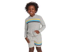 Chaser Kids Striped Hoodie (Big Kids) - Boy's Sweatshirt : Heather Grey : Slay the style game effortlessly besides enjoying a comfy and cozy vibe wearing Chaser Kids Striped Hoodie. The hoodie comes with an attached hood, long sleeves with ribbed cuffs, multicolored striped detailing on the chest, and a straight hem. Pullover style. 49% polyester, 46% rayon, 5% spandex. Machine wash cold, tumble dry low. Imported. Boys Sweatshirts, Toddler Hoodie, Striped Hoodie, Free Kids, Product Reviews, Big Kids, Kids Boys, Pullover Styling